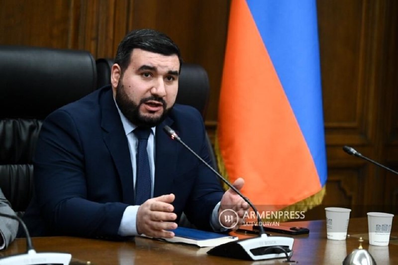 Депутат Ваагн Алексанян выступает на заседании Национального Собрания Армении, обсуждая законопроект, касающийся призыва на